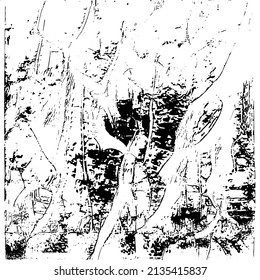 Resumen del fondo vectorial en blanco y negro. Capa de superposición gruesa. Superficie vintage monocroma con patrón sucio en grietas, manchas, puntos. Textura superpuesta angustiada. EPS10.