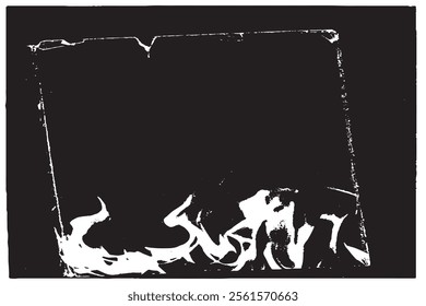 Abstract black and white vector background. Grunge overlay layer. Monochrome vintage surface with dirty pattern in cracks, spots, dots. Distressed overlay texture.
