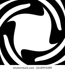 Vetor preto e branco abstrato fundo com girando formas curvas formando um padrão dinâmico, hipnótico, vórtice, apresentando contraste arrojado e design minimalista limpo.