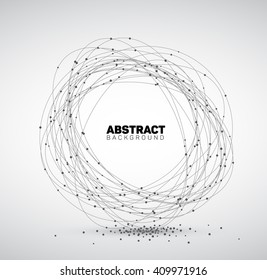 Abstract black and white vector background made from points and circles. Abstract Geometry. Geometrical abstract shape.