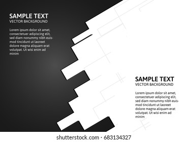 Abstract of black and white vector background with copy space