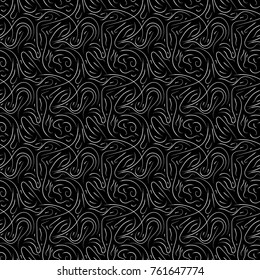 Abstract black and white vector background, seamless repeating pattern