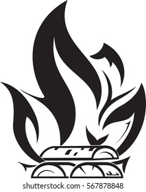 Abstract black and white vector bonfire for your design