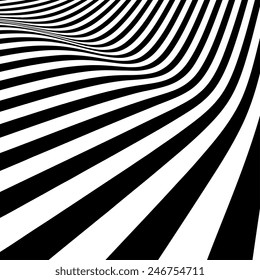 Abstract black and white vector curved lines background