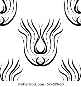 abstract black and white vector damask seamless pattern