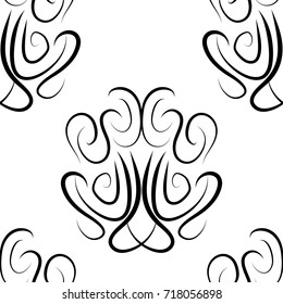 abstract black and white vector damask seamless pattern