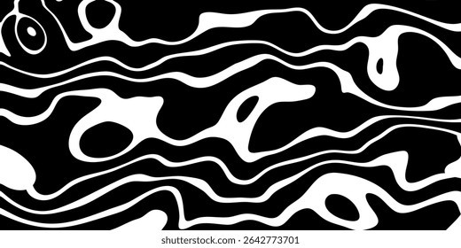 Abstract black and white vector drawing with dynamic, smooth undulating lines. Ideal for modern design projects, branding and graphic elements. Minimalism