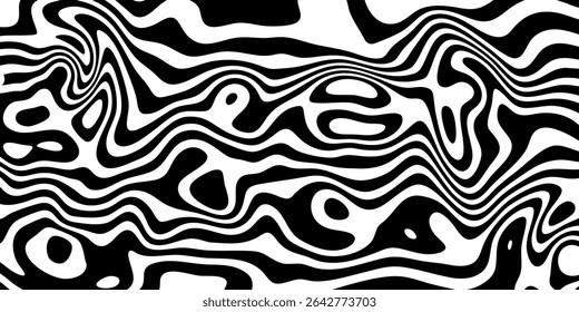 Abstract black and white vector drawing with dynamic, smooth undulating lines. Ideal for modern design projects, branding and graphic elements. Minimalism