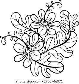 abstract black and white vector flower pattern design, flora illustration, bloosom, textile design, creative art in illustrator 