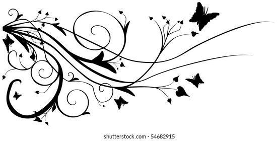 Resumen de fondo de flores vectoriales en blanco y negro