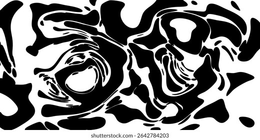 Vetor preto e branco abstrato ilustração de um rosto surreal, fabuloso com formas lisas. Manchas e manchas brilhantes. Minimalismo. Plano de fundo para cartões postais, banners, cartões postais. Têxteis, papel de parede.