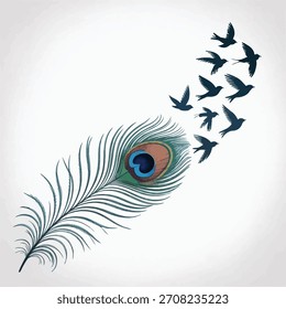 Abstractas Ilustración vectorial en blanco y negro de una pluma y diseño de elemento de dibujo de pluma