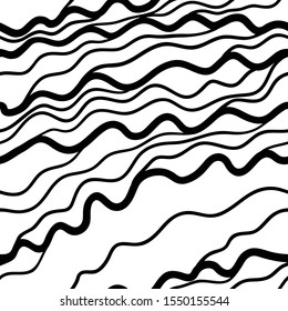 Abstract black and white vector seamless pattern with wavy lines