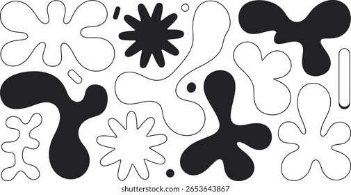 Abstract black and white vector shapes: modern design elements