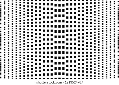 Abstract black and white vector texture with squares. Glitch effect overlay. Modern technology or hi-tech template. Halftone gradient. Visual dynamic abstraction. Geometric shapes pattern