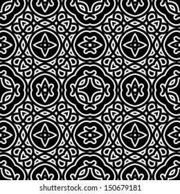 Abstract black and white vector, vintage seamless pattern