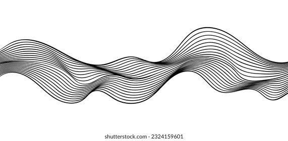 abstract black and white vector wave background. 