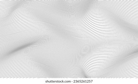 abstract black and white vector wave background. 