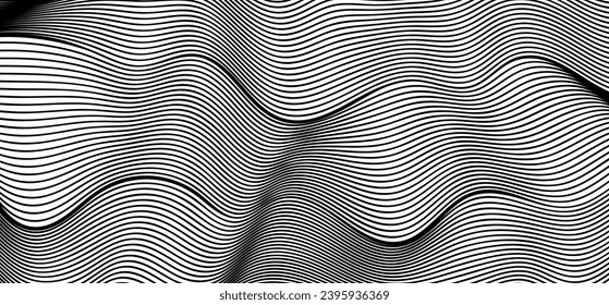 fondo abstracto de onda vectorial en blanco y negro