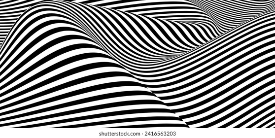 abstract black and white vector wave background. 