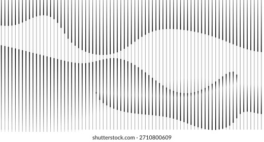 Abstract Black and White Vertical Stripes Wave. Suit for banner, web, brochure, pamflet and presentation