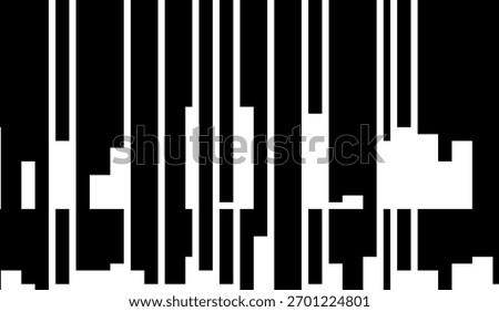 Abstract black and white vertical stripes modern geometric pattern, minimal linear background, digital glitch effect.