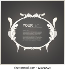 Abstract black and white vintage ornamental text box frame design vector