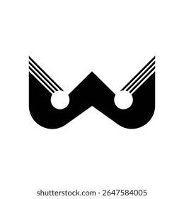 Abstract Black and White W Geometric Logo Design for Unique Modern Branding