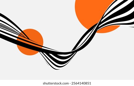 Abstract black and white wave background. Wavy stripes and lines, design element.

