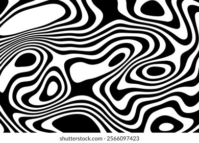 Abstract black and white wave background.