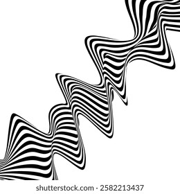 Abstract black and white wave background.