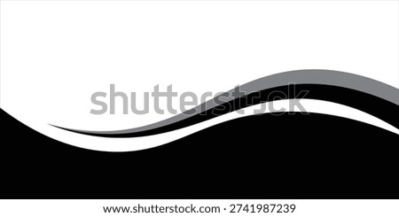 Abstract Black And White Wave Banner Background With Gray Swoosh Design