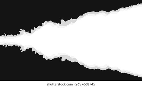 Abstract Black and White Wave Design, Ripped Paper, Torn Edge, Graphic Art, Minimalist Background, 
