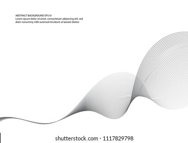 Abstract black and white wave element for design. Stylized waves line art background. Vector illustration eps10.