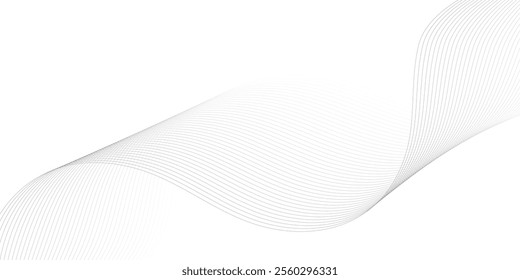 Abstract black and white wave element for design. Digital frequency track equalizer. Stylized line art background. Vector illustration. Wave with lines created using blend tool.