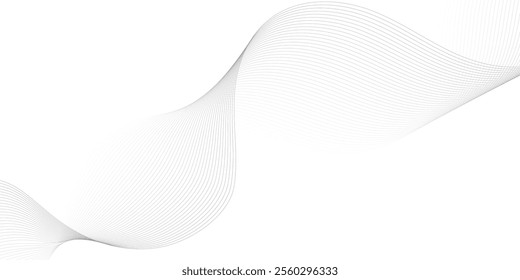 Abstract black and white wave element for design. Digital frequency track equalizer. Stylized line art background. Vector illustration. Wave with lines created using blend tool.