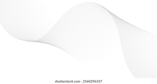 Abstract black and white wave element for design. Digital frequency track equalizer. Stylized line art background. Vector illustration. Wave with lines created using blend tool.