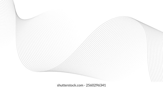 Abstract black and white wave element for design. Digital frequency track equalizer. Stylized line art background. Vector illustration. Wave with lines created using blend tool.