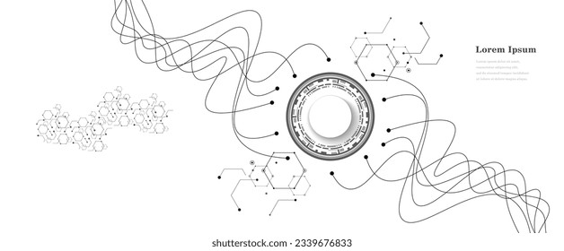 abstract black white wave, geometric DNA texture background, AI artificial intelligence, genetic concept