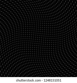 Abstract Black and White Wave Grid Striped Geometric Seamless Pattern - Vector illustration