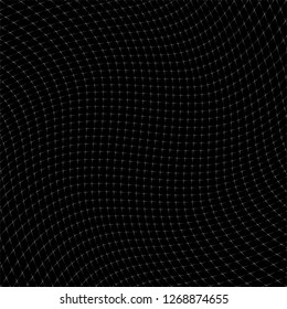 Abstract Black and White Wave Grid Striped Geometric Seamless Pattern - Vector illustration