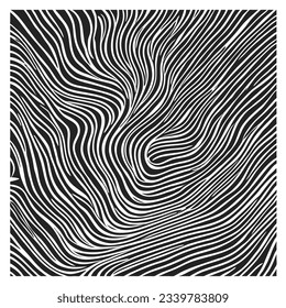 Abstract Black and White Wave Lines Pattern. Vector. Monochrome