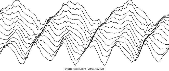 Abstract black and white wave lines for modern minimalist design and digital art projects.