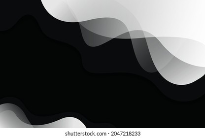 abstract black and white wave shape background banner design