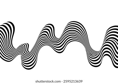 Abstract black and white wave. Template, layout, banner.