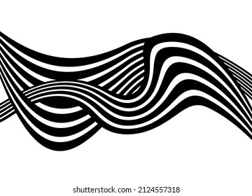 Resumen de las ondas blancas y negras de las líneas de entrelazado negro sobre un fondo blanco.
Fondo vectorial de moda.