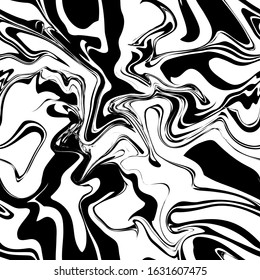 Abstract black and white waves seamless pattern with texture.