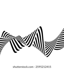 Abstract black and white waves. Wave pattern.