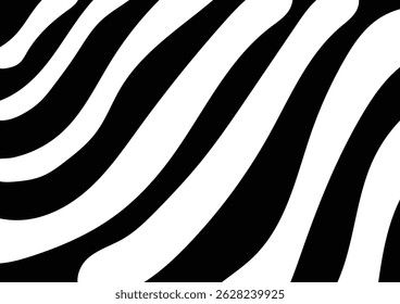 Abstractas fondo de patrones de línea ondulada en blanco y negro. Diseño de patrones de piel de cebra.