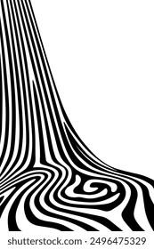 Abstract black and white wavy lines create a smooth, dynamic pattern on a white background. The concept of movement and fluidity. Vector illustration